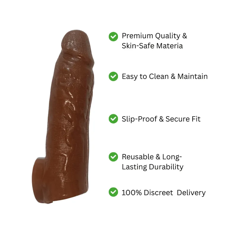 5.75 inch silicone penis sleeve brown for men – Kamahut