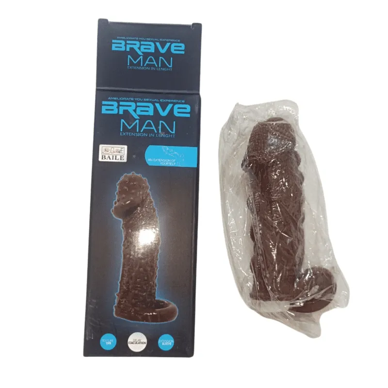 5 inch silicone penis sleeve brown for men – Kamahut