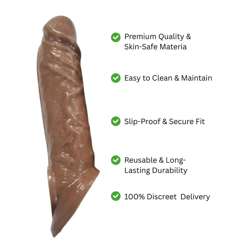 8.5 inch silicone penis sleeve brown for men – Kamahut