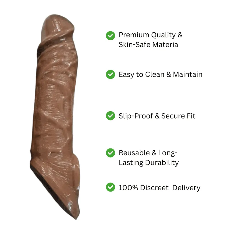 7.5 inch silicone penis sleeve brown for men – Kamahut
